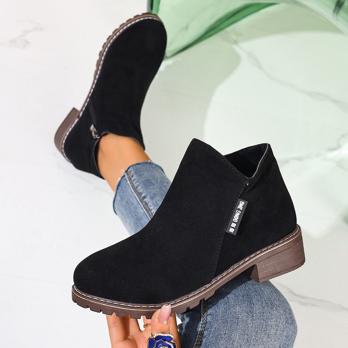 Women Formal Wear Heels - Botas de cano baixo femininas para