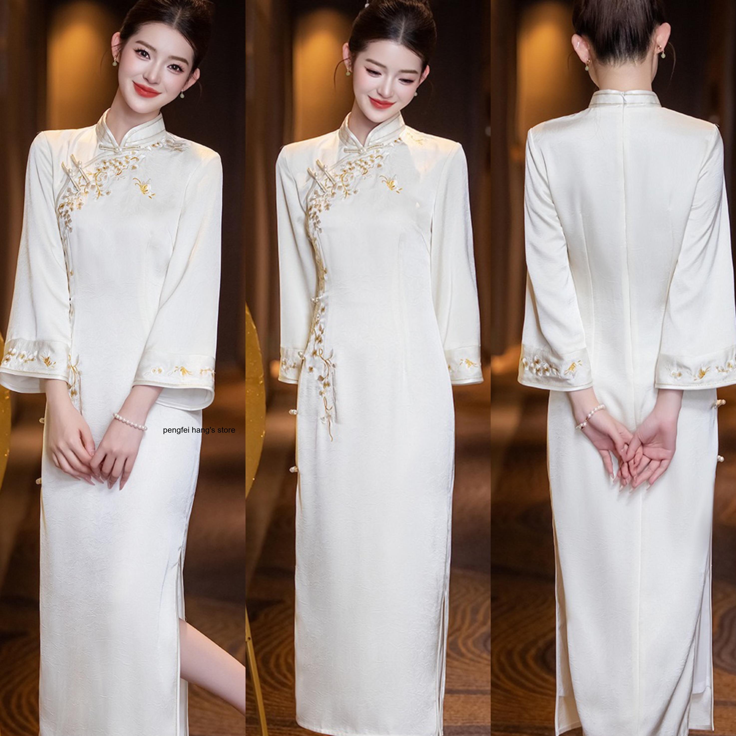 Women'S Formal Wear Petite - Vestido Longo Qipao Modificado Elegante para