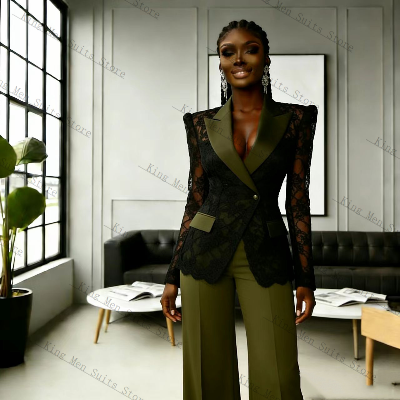 Women'S Formal Wear For A Wedding - Conjunto Feminino de Renda Verde e