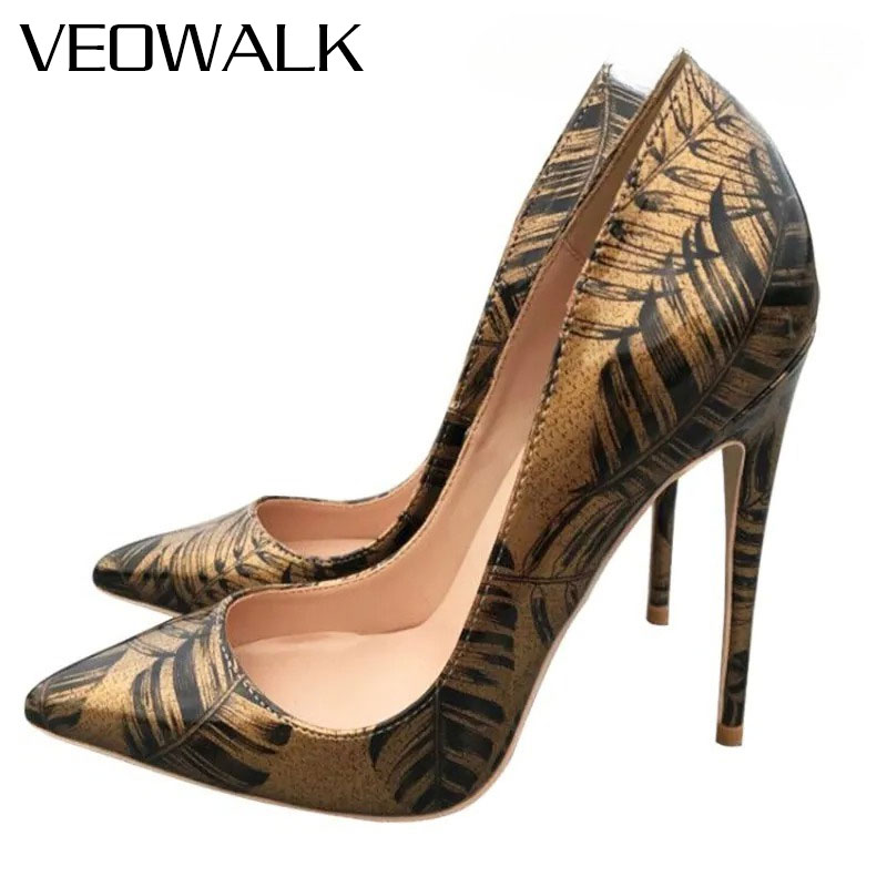 Women Formal Wear Heels - Veowalk feminino metálico dourado padrão bombas