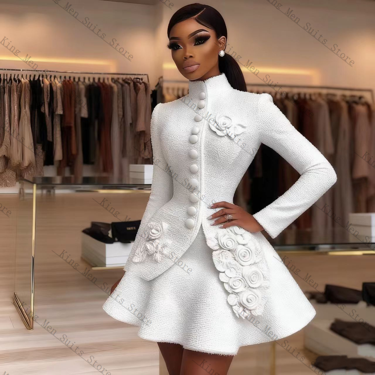 Luxo branco feminino terno con - Women'S Formal Wear For A Wedding avaliação e preço