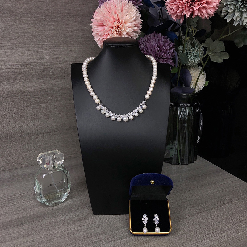 Um conjunto de água doce pérol - Pearl Necklace Set avaliação e preço