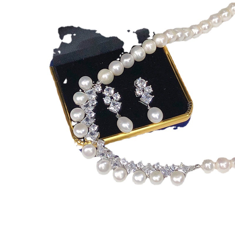 Um conjunto de água doce pérol - Pearl Necklace Set avaliação e preço